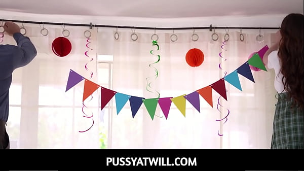 PussyAtWill – Freeuse Hot Teen Step Sisters Threesome With Stepdad On Birthday