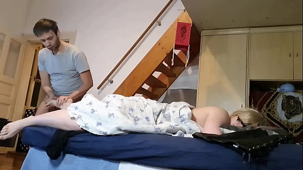 Horny stepson cumming on his Mothers feet secretly in front “hidden” cam (She know everything)